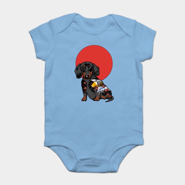 Yakuza Dachshund Baby Bodysuit by huebucket